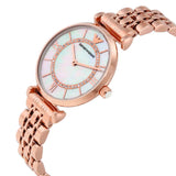 Emporio Armani Gianni T Bar Mother of Pearl Rose Gold Stainless Steel Strap Watch For Women - AR1909 Authentic Buy Shop Now