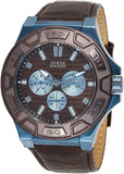 Guess Force Quartz Brown Dial Brown Leather Strap Watch For Men - W0674G5 Authentic Buy Shop Now