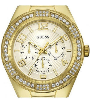 Guess Luna Diamonds White Dial Gold Steel Strap Watch for Women - W0729L2 Authentic Buy Shop Now