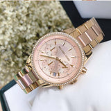 Michael Kors Ritz Chronograph Rose Dial Two Tone Steel Strap Watch for Women - MK6475 Authentic Buy Shop Now