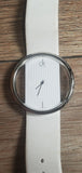 Calvin Klein Glam Transparent Dial White Leather Strap Watch for Women - K9423101 Authentic Buy Shop Now