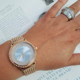 Guess Willow Crystal Blue Dial Rose Gold Mesh Bracelet Watch For Women - W0836L1 Authentic Buy Shop Now