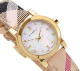 Burberry The City Diamonds Mother of Pearl Dial Brown Leather Strap Watch for Women - BU9226 Authentic Buy Shop Now