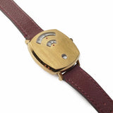 Gucci Grip Quartz Yellow Gold Dial Maroon Leather Strap Watch For Women - YA157405 Authentic Buy Shop Now