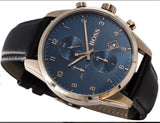 Hugo Boss Skymaster Chronograph Blue Dial Black Leather Strap Watch for Men - 1513783 Authentic Buy Shop Now