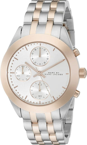 Marc Jacobs Peeker Chronograph Silver Two Tone Steel Strap Watch for Women - MBM3369 Authentic Buy Shop Now