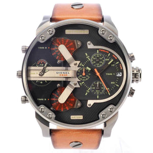 Diesel Mr Daddy 2.0 Chronograph Black Dial Brown Leather Strap Watch For Men - DZ7332 Authentic Buy Shop Now