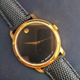 Movado Museum Black Dial Black Leather Strap Watch For Women - 2100006 Authentic Buy Shop Now