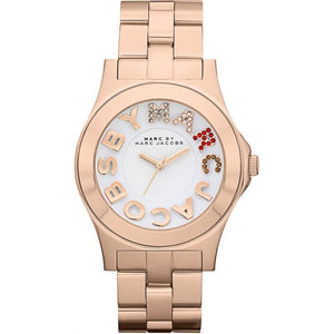 Marc Jacobs Rivera White Dial Rose Gold Steel Strap Watch for Women - MBM3138 Authentic Buy Shop Now