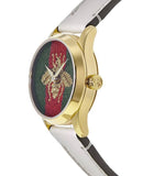 Gucci G Timeless Quartz Red & Green Dial Beige Leather Strap Watch For Women - YA1265009 Authentic Buy Shop Now