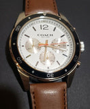 Coach Sullivan Chronograph White Dial Brown Leather Strap Watch for Men - 14602057 Authentic Buy Shop Now
