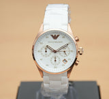 Emporio Armani Sportivo Silver Dial White Silicone Strap Watch For Women - AR5920 Authentic Buy Shop Now