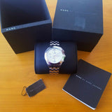 Marc Jacobs Peeker Chronograph Silver Dial Silver Steel Strap Watch for Women - MBM3371 Authentic Buy Shop Now