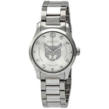 Gucci G Timeless Silver Dial Silver Steel Strap Watch For Women - YA1264095 Authentic Buy Shop Now