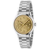 Gucci G Timeless Quartz Gold Dial Silver Steel Strap Watch for Women - YA1265035 Authentic Buy Shop Now