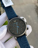 Emporio Armani Luigi Chronograph Black Dial Blue Rubber Strap Watch For Men - AR11023 Authentic Buy Shop Now