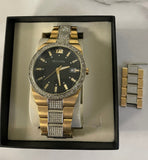 Bulova Crystal Black Dial Two Tone Steel Strap Watch for Men - 98B235 Authentic Buy Shop Now