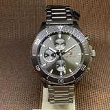 Tommy Hilfiger Larson Chronograph Grey Dial Silver Steel Strap Watch For Men - 1791918 Authentic Buy Shop Now