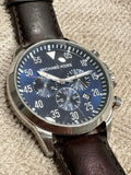 Michael Kors Gage Chronograph Blue Dial Brown Leather Strap Watch For Men - MK8362 Authentic Buy Shop Now