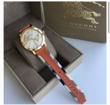 Burberry The City Gold Dial Orange Leather Strap Watch for Women - BU9016 Authentic Buy Shop Now
