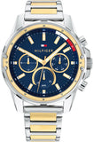 Tommy Hilfiger Mason Chronograph Blue Dial Two Tone Steel Strap Watch For Men - 1791937 Authentic Buy Shop Now