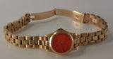Marc Jacobs Henry Dinky Red Dial Gold Steel Strap Watch for Women - MBM3202 Authentic Buy Shop Now