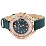 Swarovski Crystalline Aura Green Dial Green Leather Strap Watch for Women - 5644078 Authentic Buy Shop Now