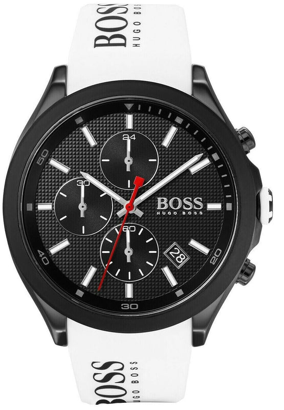 Hugo Boss Velocity Black Dial White Rubber Strap Watch for Men - 1513718 Authentic Buy Shop Now