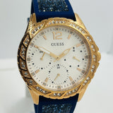 Guess Swirl Analog Quartz White Dial Blue Rubber Strap Watch for Women - W1096L4 Authentic Buy Shop Now