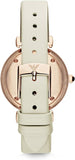 Emporio Armani Gianni T Bar Light Brown Dial White Leather Strap Watch For Women - AR1769 Authentic Buy Shop Now
