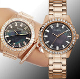Guess Sparkler Diamonds Black Dial Rose Gold Steel Strap Watch for Women - GW0111L3 Authentic Buy Shop Now