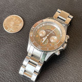 Marc Jacobs Rock Chronograph Mother of Pearl Grey Dial Silver Steel Strap Watch for Women - MBM3250 Authentic Buy Shop Now