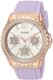 Guess Starlight Diamonds White Dial Purple Rubber Strap Watch for Women - W0846L6 Authentic Buy Shop Now