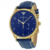 Emporio Armani Chronograph Midnight Blue Dial Blue Leather Strap Watch For Men - AR1862 Authentic Buy Shop Now