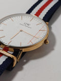Daniel Wellington Classic Canterbury White Dial Two Tone NATO Strap Watch For Women - DW00100030 Authentic Buy Shop Now
