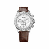 Hugo Boss Ikon White Dial Brown Leather Strap Watch for Men - 1513175 Authentic Buy Shop Now