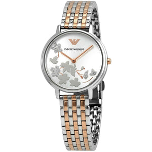 Emporio Armani Silver Sunray Dial Two Tone Steel Strap Watch For Women - AR11113 Authentic Buy Shop Now