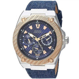 Guess Legacy Analog Blue Dial Blue Denim Strap Watch for Men - W1058G1 Authentic Buy Shop Now