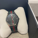 Gucci G Timeless Quartz Black Dial Multicolored Black Leather Strap Watch For Men - YA1264079 Authentic Buy Shop Now