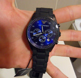 Emporio Armani Sportivo Chronograph Blue Dial Black Strap Watch For Men - AR5921 Authentic Buy Shop Now