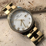 Marc Jacobs Henry Diamonds White Dial Gold Steel Strap Watch for Women - MBM3045 Authentic Buy Shop Now