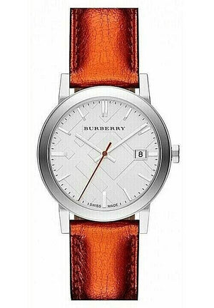 Burberry The City Silver Dial Orange Leather Strap Watch for Women - BU9121 Authentic Buy Shop Now