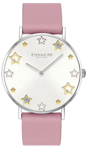 Coach Perry Mother of Pearl White Dial Pink Leather Strap Watch for Women - 14503243 Authentic Buy Shop Now