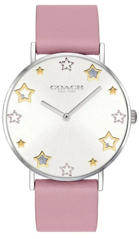 Coach Perry Mother of Pearl White Dial Pink Leather Strap Watch for Women - 14503243 Authentic Buy Shop Now