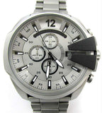 Diesel Mega Chief Chronograph Silver Dial Silver Steel Strap Watch For Men - DZ4501 Authentic Buy Shop Now