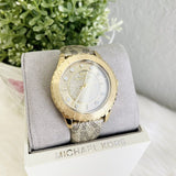 Michael Kors Runway Three Hand Quartz Gold Dial Brown Leather Strap Watch For Women - MK6999 Authentic Buy Shop Now