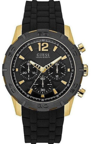Guess Caliber Chronograph Black Dial Black Rubber Strap Watch for Men - W0864G3 Authentic Buy Shop Now