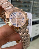 Michael Kors Bradshaw Chronograph Rose Gold Dial Rose Gold Steel Strap Watch For Women - MK6321 Authentic Buy Shop Now