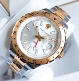 Versace Hellenyium GMT Silver Dial Two Tone Steel Strap Watch for Men - V11030015 Authentic Buy Shop Now