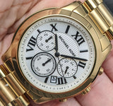Michael Kors Cooper Chronograph White Dial Gold Steel Strap Watch For Women - MK5916 Authentic Buy Shop Now